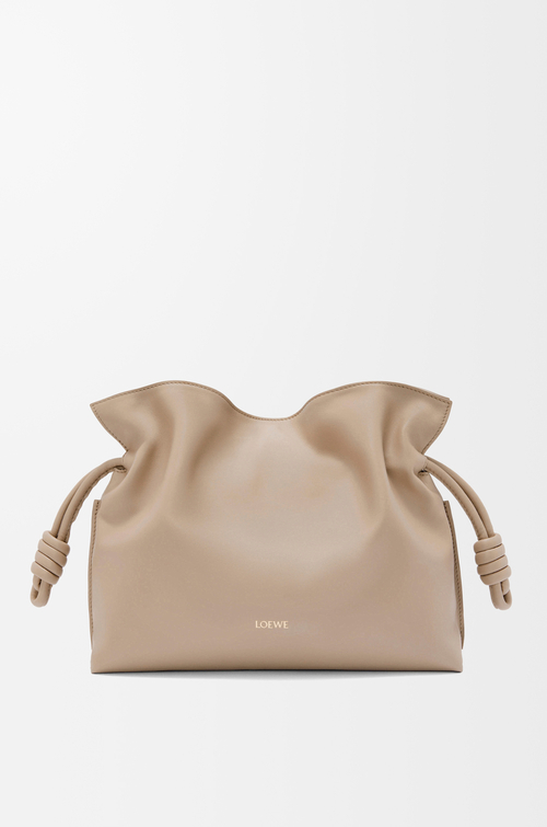 LOEWE Large Flamenco clutch in nappa calfskin Sand