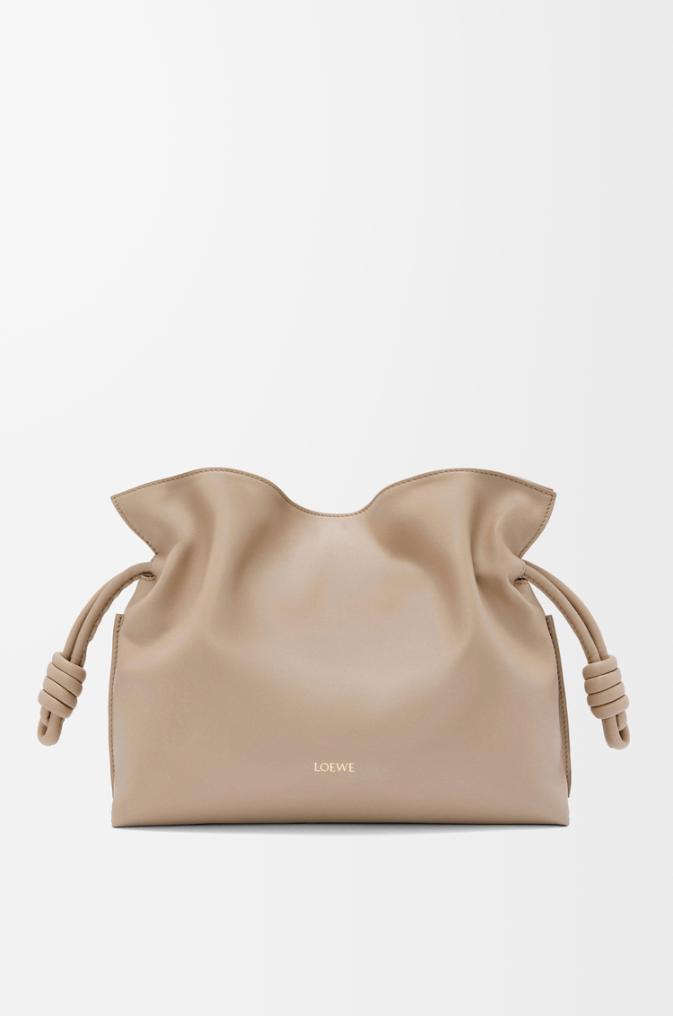 LOEWE Large Flamenco clutch in nappa calfskin Sand