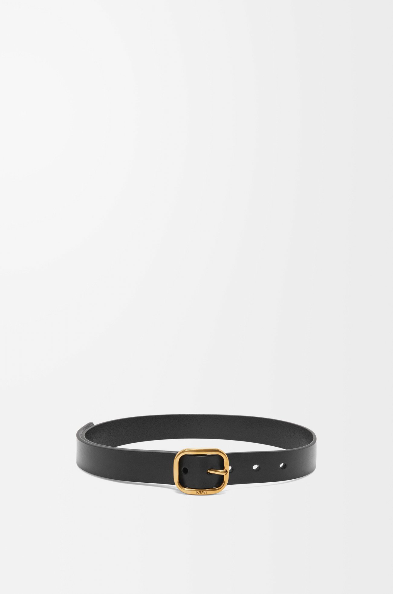 LOEWE 經典小牛皮柔軟皮帶  黑色/金色