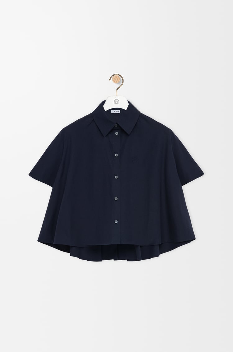 LOEWE ショートスリーブ トラペーズ シャツ（コットン） ネイビーブルー