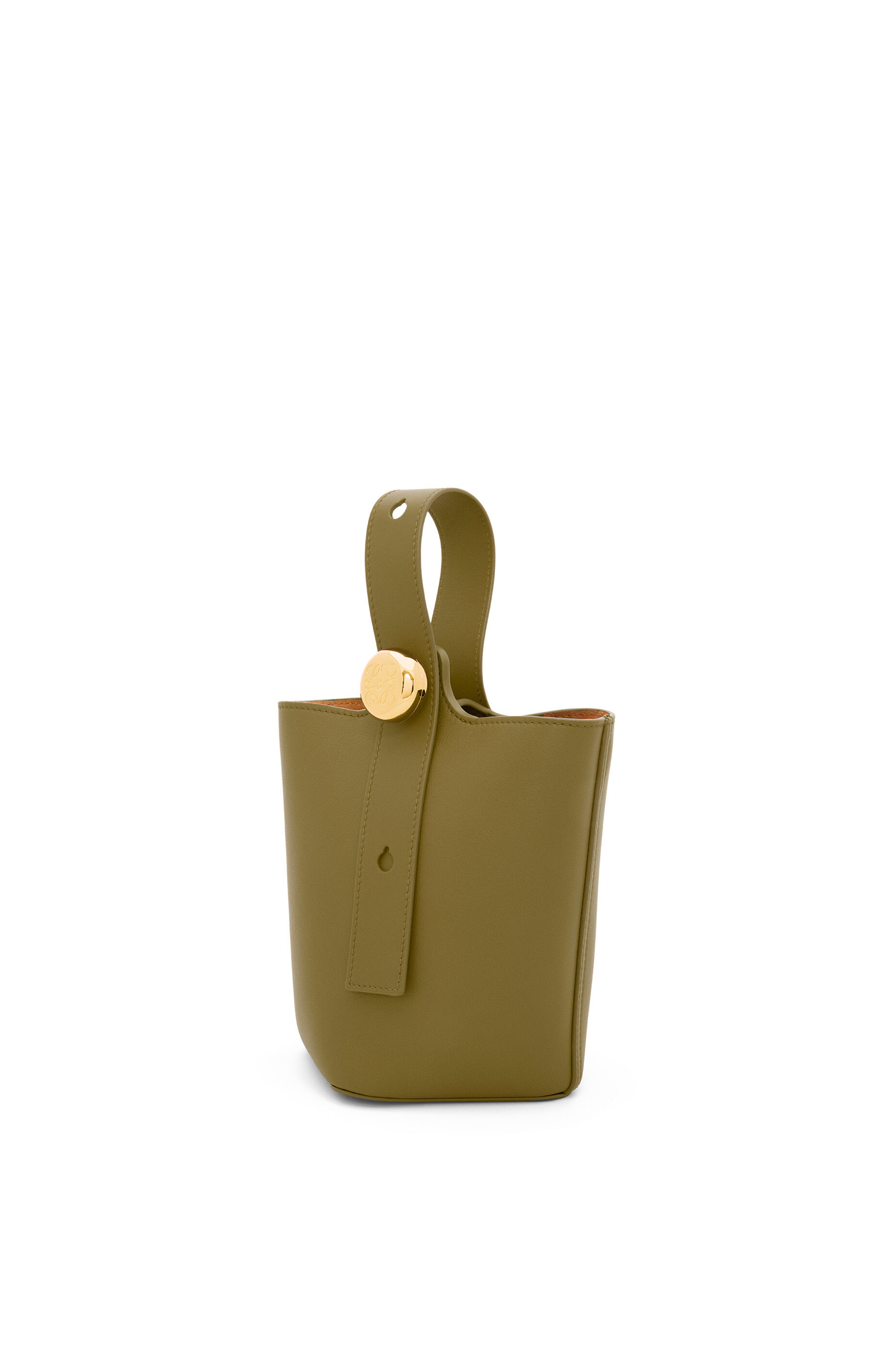 Mini Pebble bucket in mellow calfskin Olive LOEWE