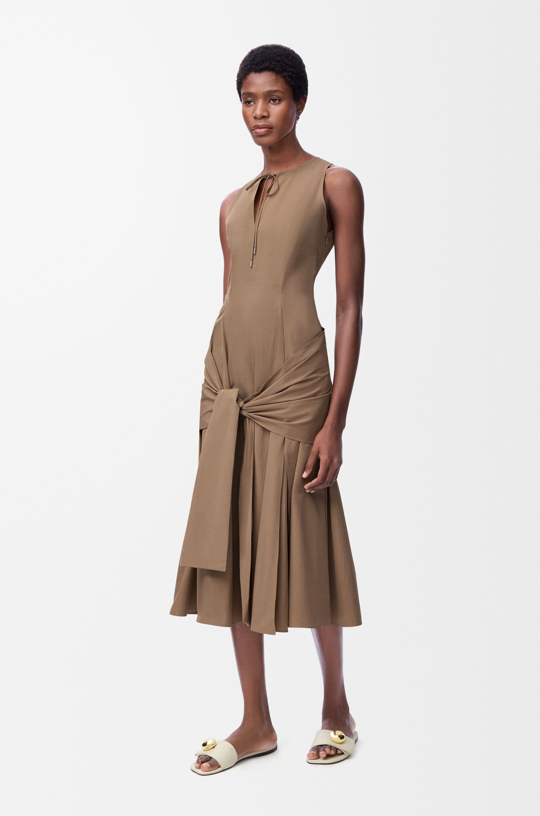 Wrap dress in cotton Beige - LOEWE