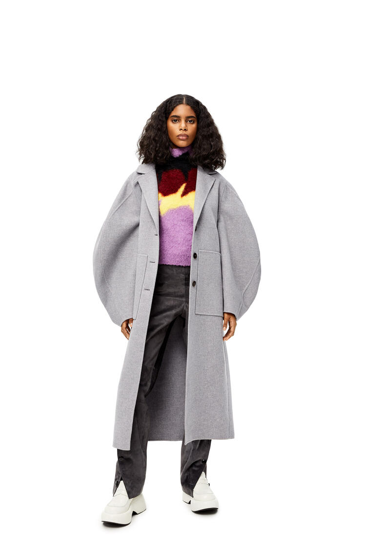 LOEWE Circular sleeve belted coat in wool and cashmere Grey pdp_rd