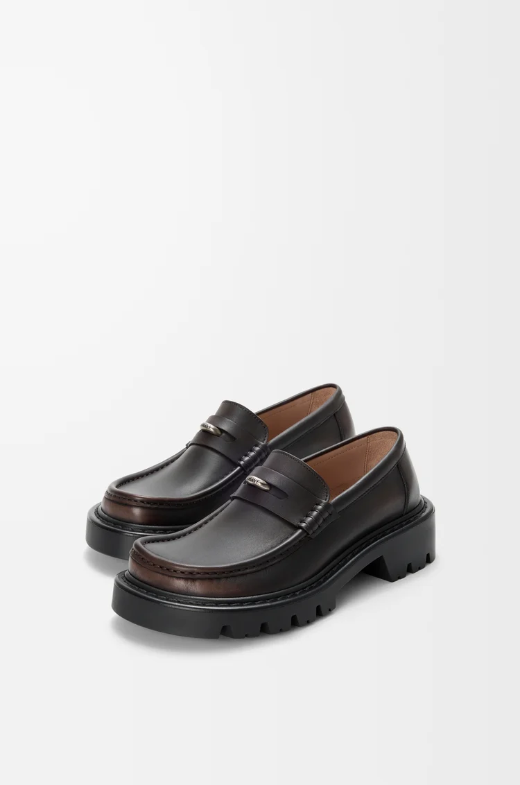 LOEWE Sierra loafer in brushed-off calfskin Dark Brown
