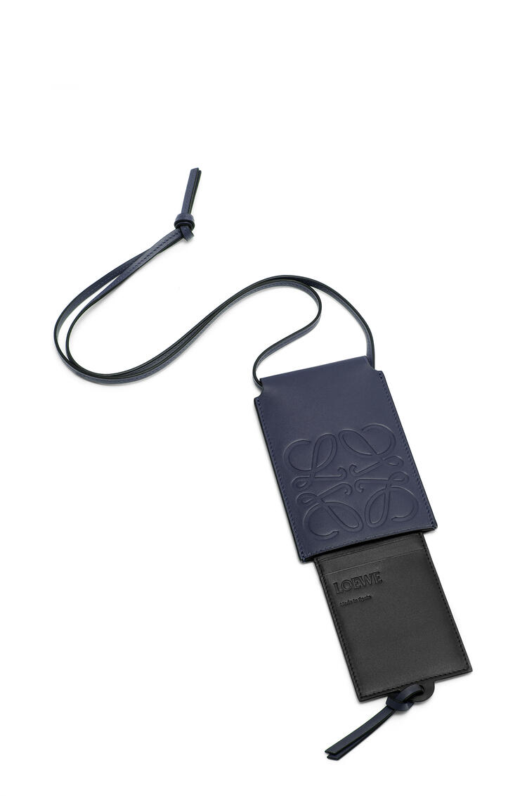 LOEWE Sliding neck cardholder in classic calfskin Midnight Blue pdp_rd