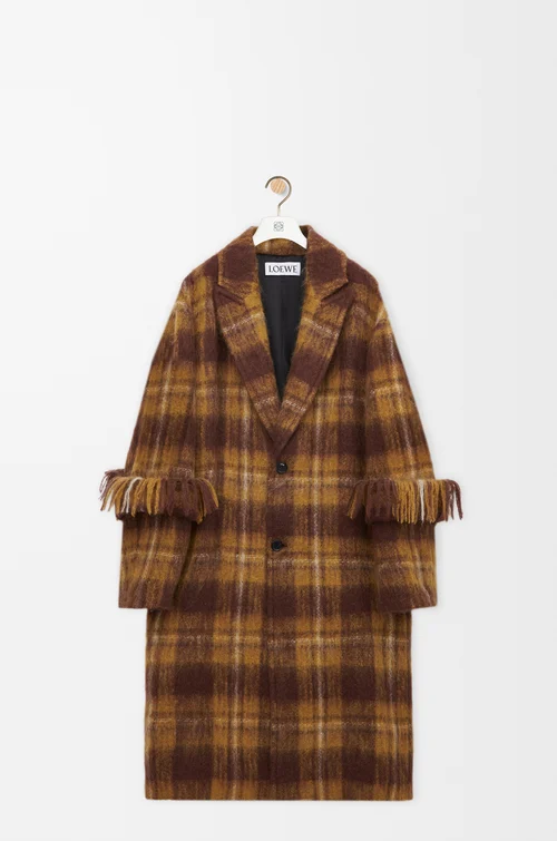 LOEWE Coat in mohair and wool blend Yellow/Multicolor