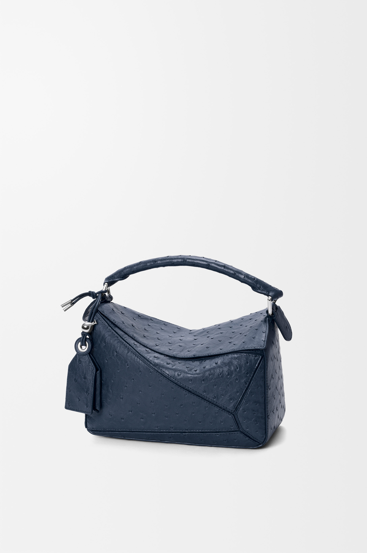 LOEWE フェザーライト パズルバッグ スモール（オーストリッチ） ディープネイビー