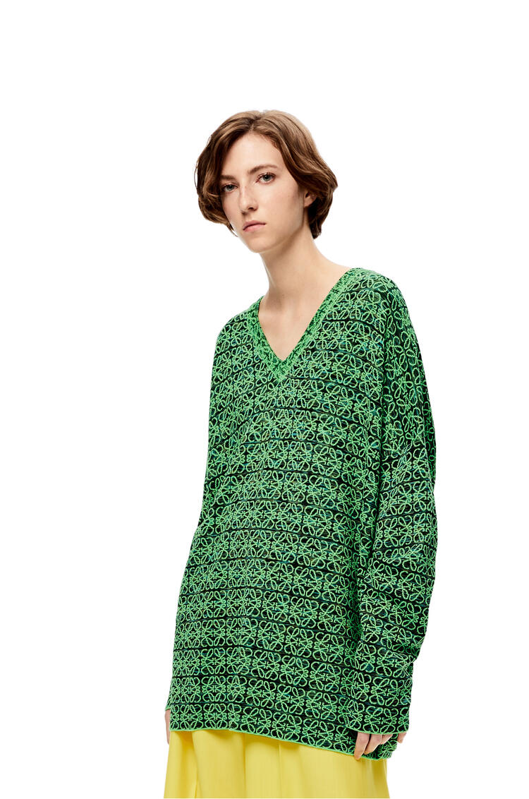 LOEWE Jersey oversize en lana con Anagrama Verde/Negro pdp_rd