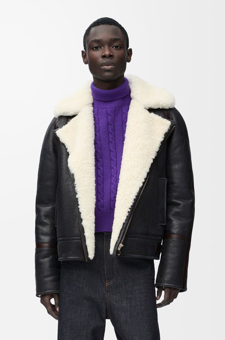 LOEWE Aviator jacket in shearling White/Black