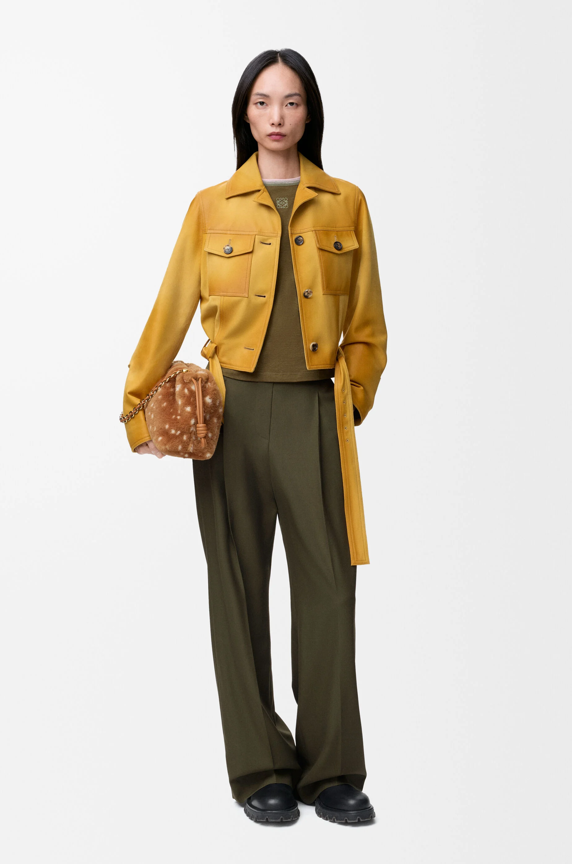 Trousers in wool Green - LOEWE