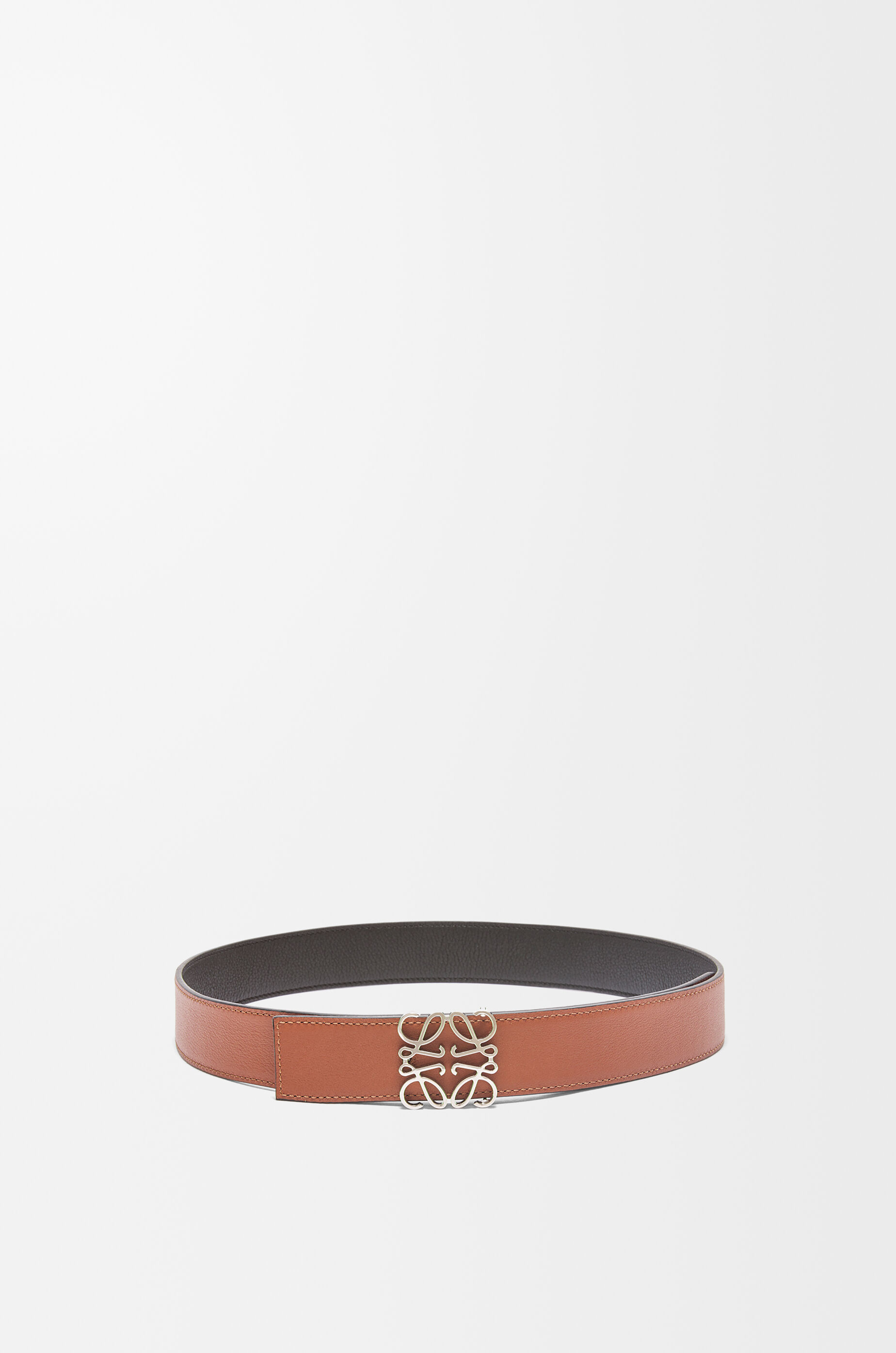 Reversible Anagram belt in soft grained calfskin and smooth