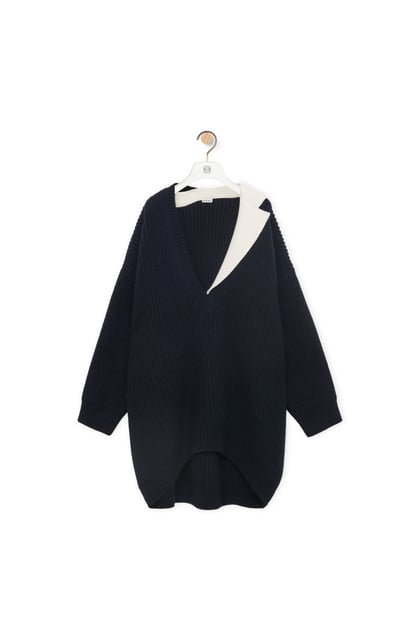LOEWE Oversized sweater in cashmere and mohair Navy/White