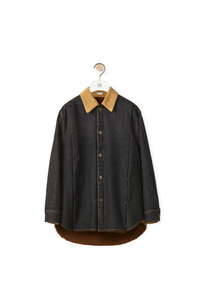 LOEWE Shearling lined denim shirt in cotton Black plp_rd