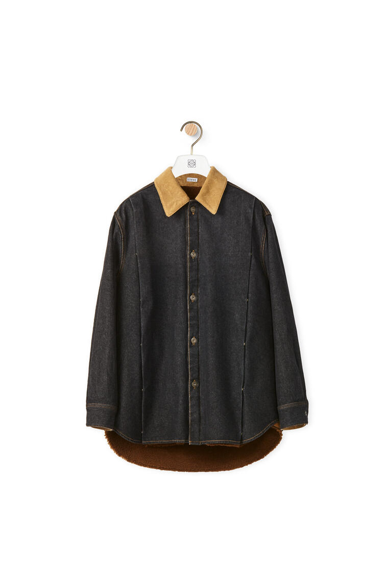 LOEWE Shearling lined denim shirt in cotton Black pdp_rd