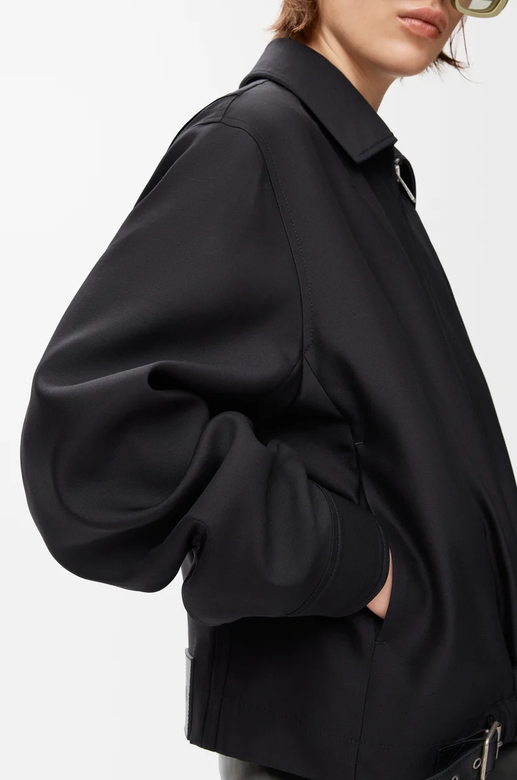 LOEWE 羊毛和真絲腰帶夾克 黑色