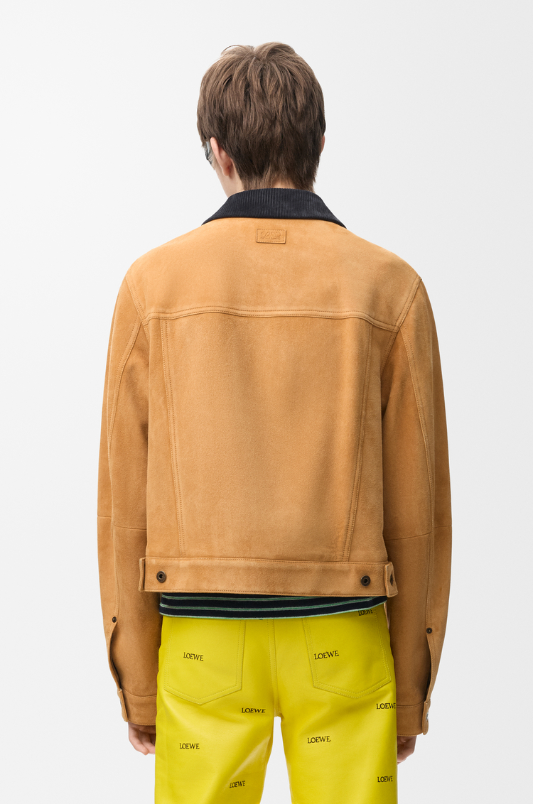 LOEWE Trucker jacket in suede goat skin Camel