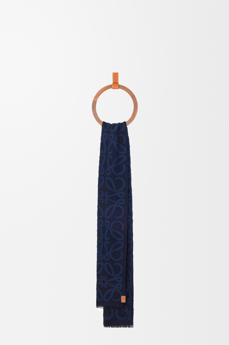 LOEWE Sciarpa in misto lana, cotone e seta Blu Navy