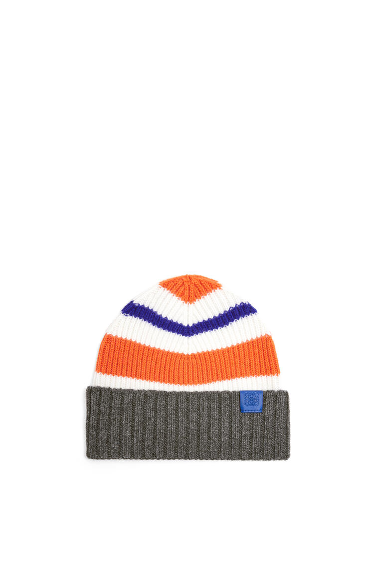 LOEWE Stripe beanie hat in wool Orange/Grey pdp_rd