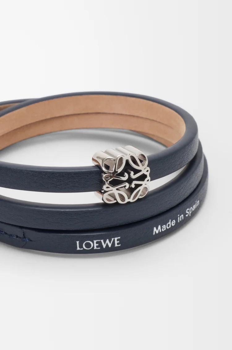 LOEWE Anagram Bombé twist bracelet in calfskin Deep Navy