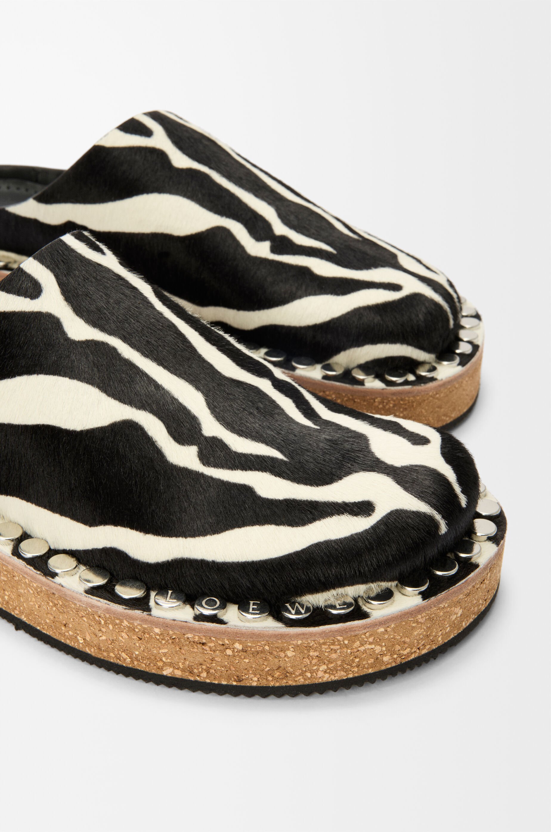 Rivet mule in hairy calfskin Black - LOEWE