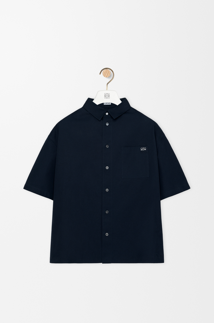 LOEWE Short sleeve shirt in cotton Dark Navy