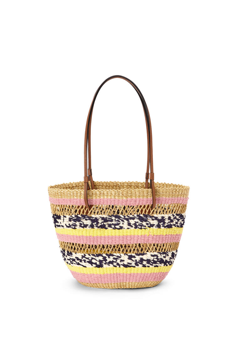LOEWE Basket Tote in elephant grass and calfskin Natural/Pink Tulip pdp_rd