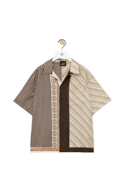 LOEWE Short sleeve shirt in silk Light Beige/Multicolor