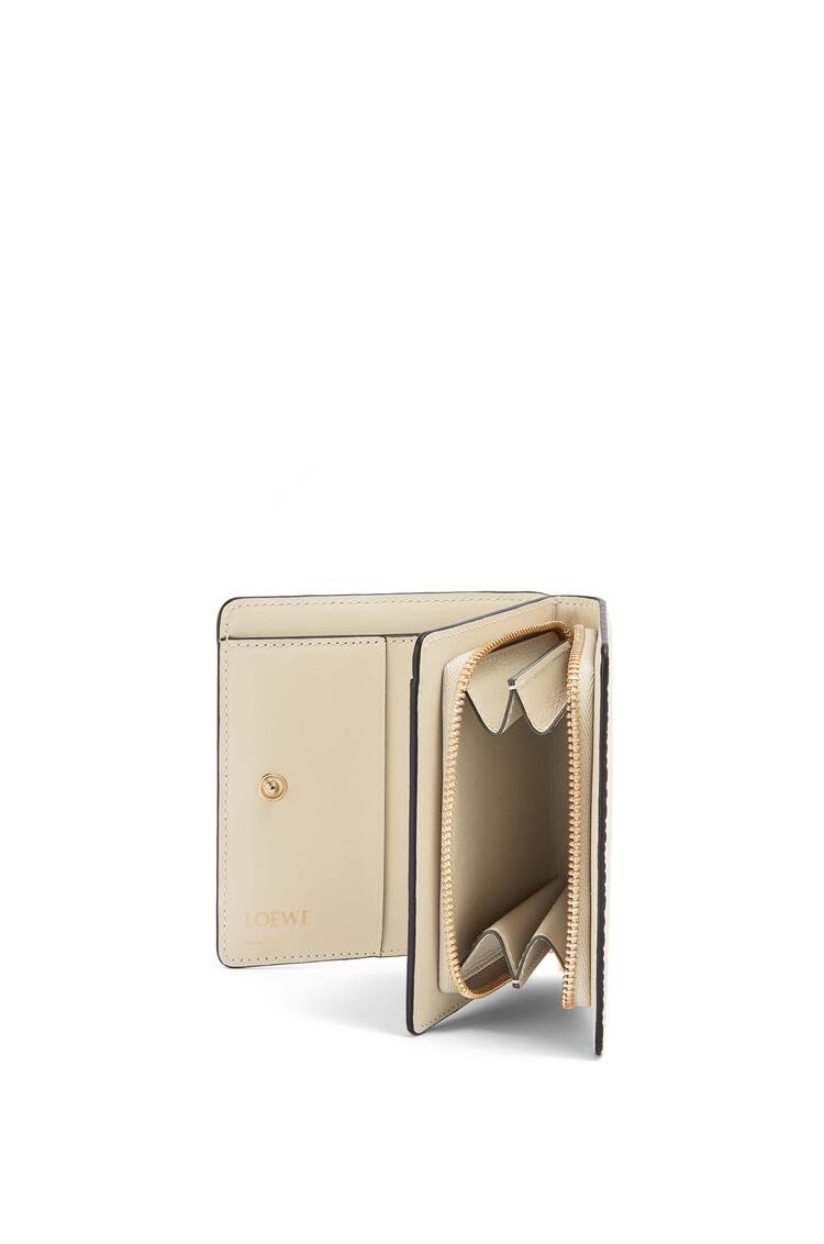 LOEWE Repeat compact zip wallet in embossed silk calfskin Light Oat