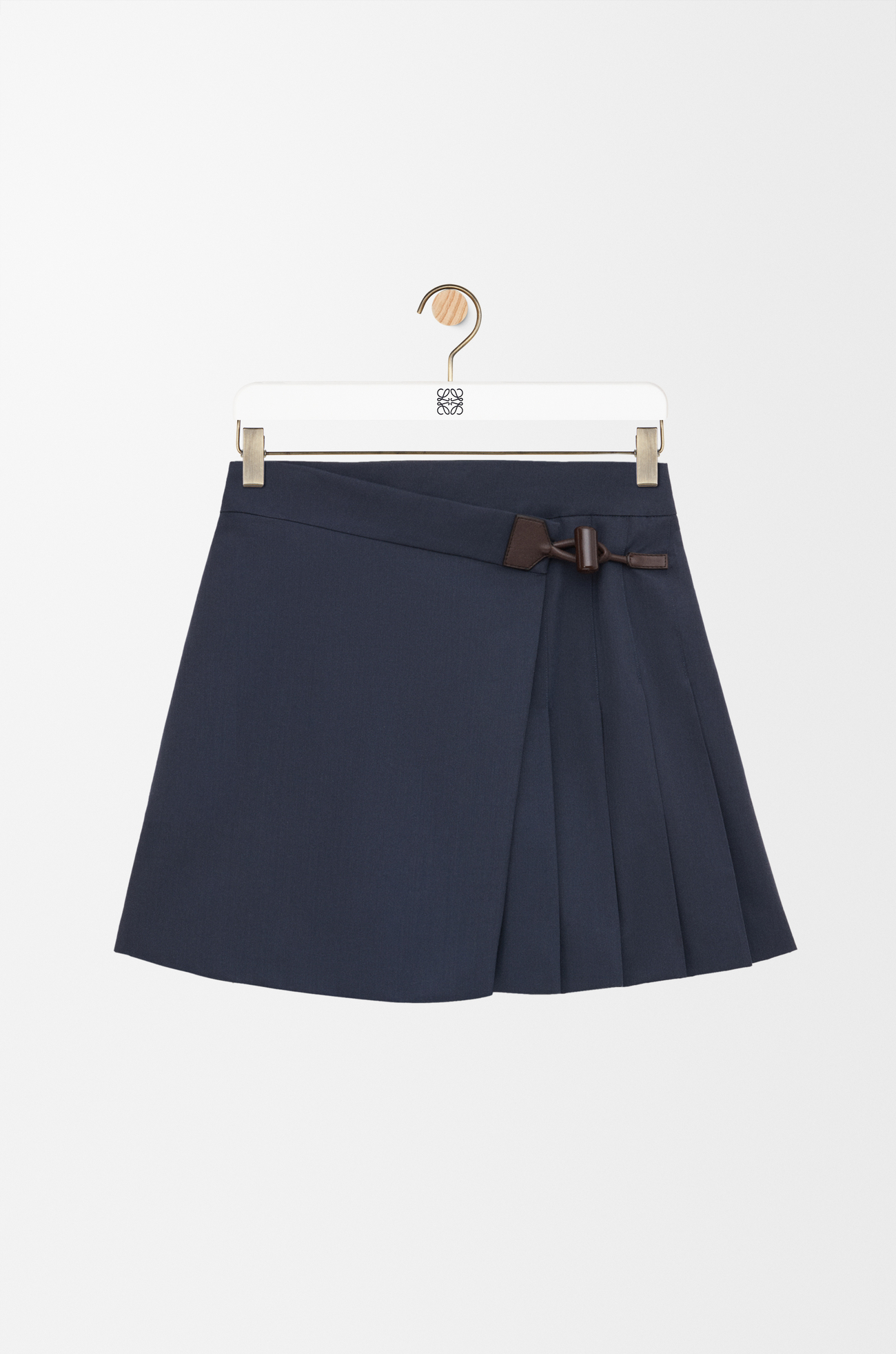 LOEWE Pleated mini skirt in cotton blend Navy Blue