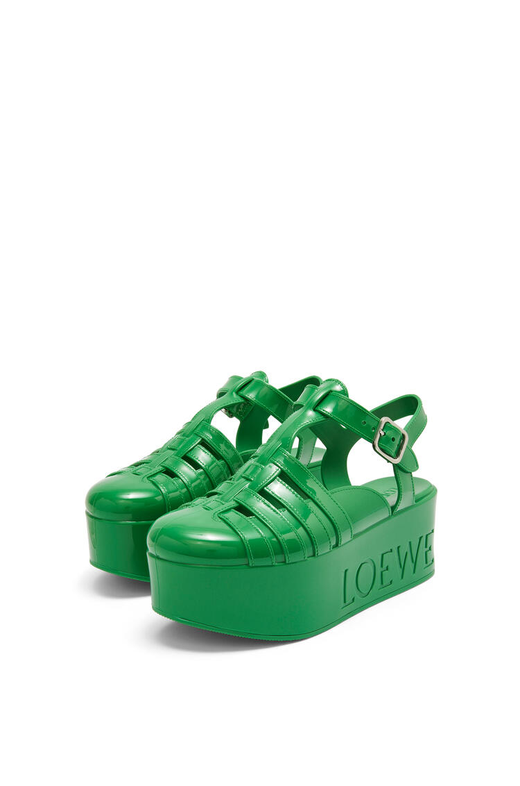 LOEWE 橡膠楔形羅馬涼鞋 綠色