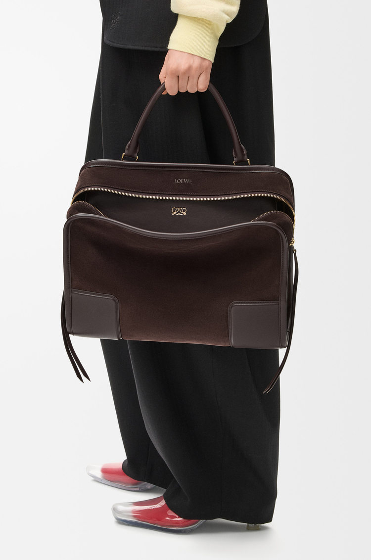 LOEWE Bolso Amazona 180 grande en ante Brownie Oscuro