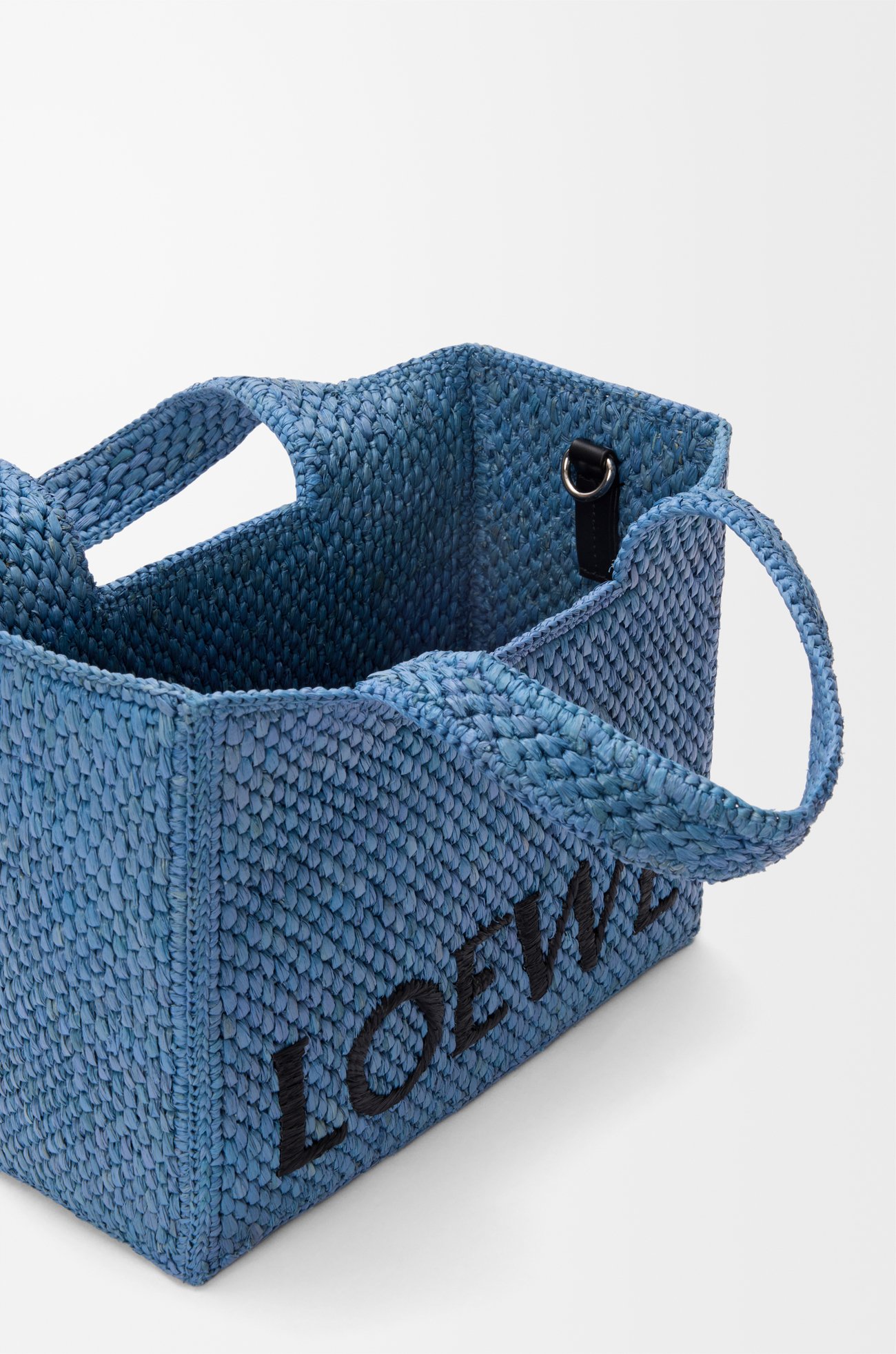 LOEWE Small LOEWE Font tote in raffia Light Blue