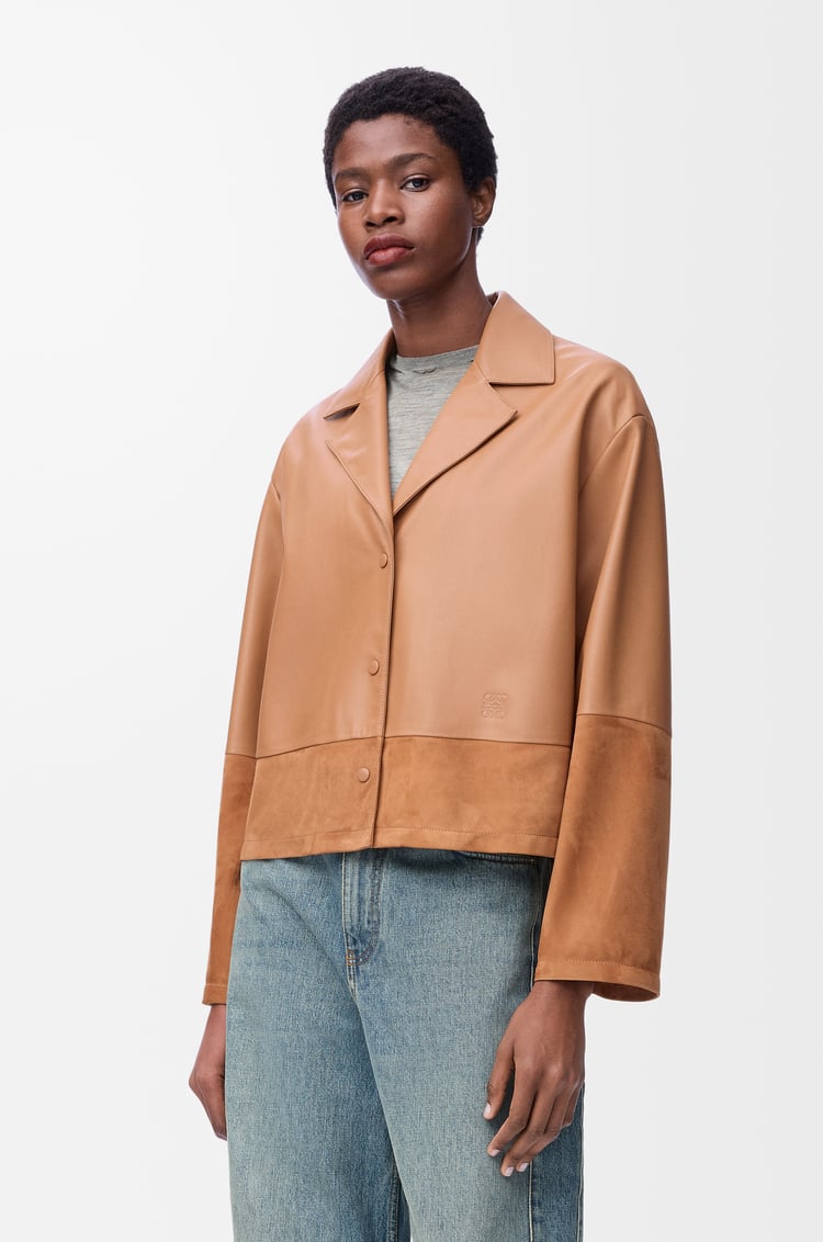 LOEWE Pyjama blouse in nappa lambskin and suede goatskin Toffee