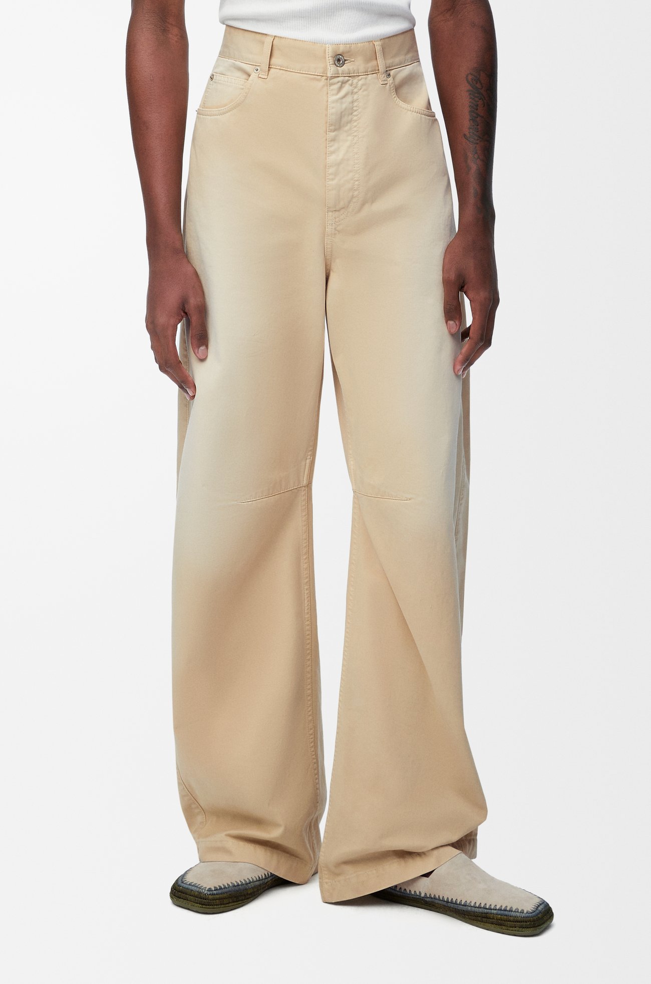 LOEWE Barrel trousers in cotton Light Beige