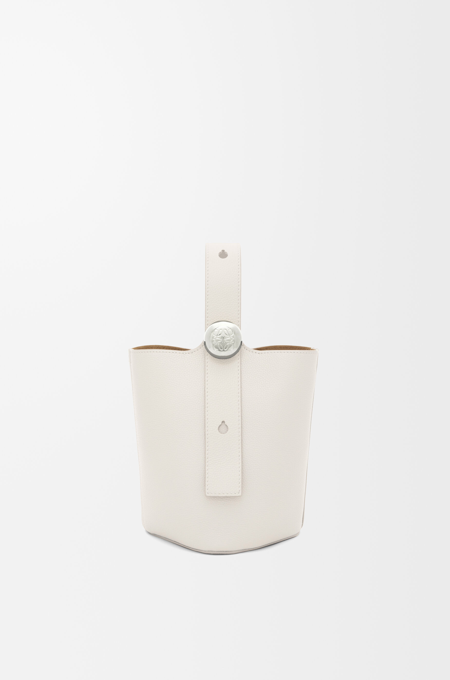 Mini Pebble Bucket bag in soft grained calfskin Soft White LOEWE