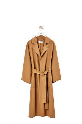 LOEWE Oversize belted coat in wool and cashmere Camel
