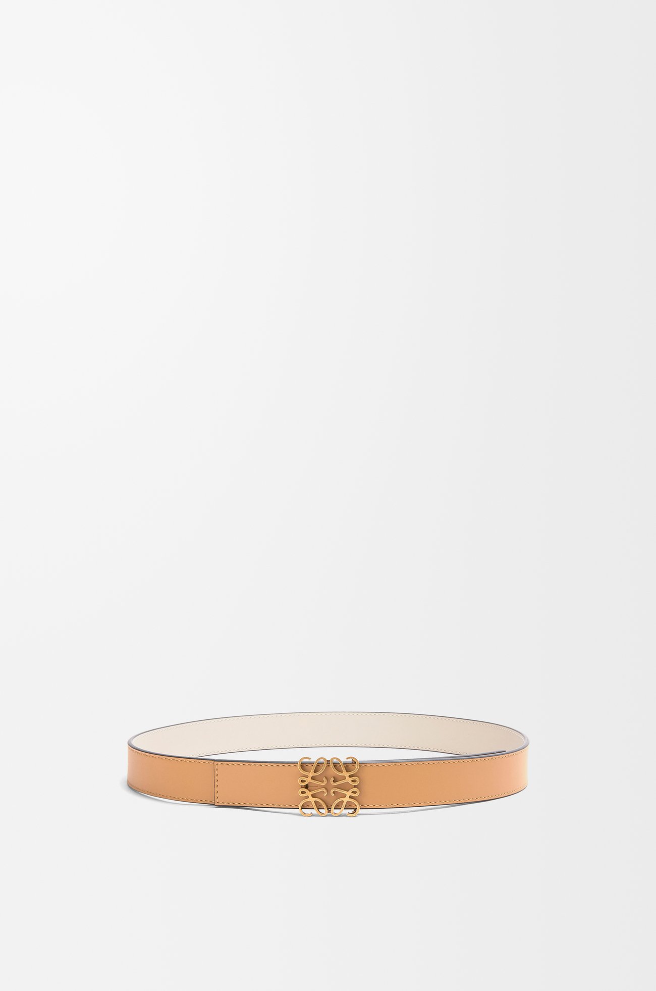 LOEWE Cinturón reversible Anagram en piel de ternera Desierto Cálido/Avena/Bronce