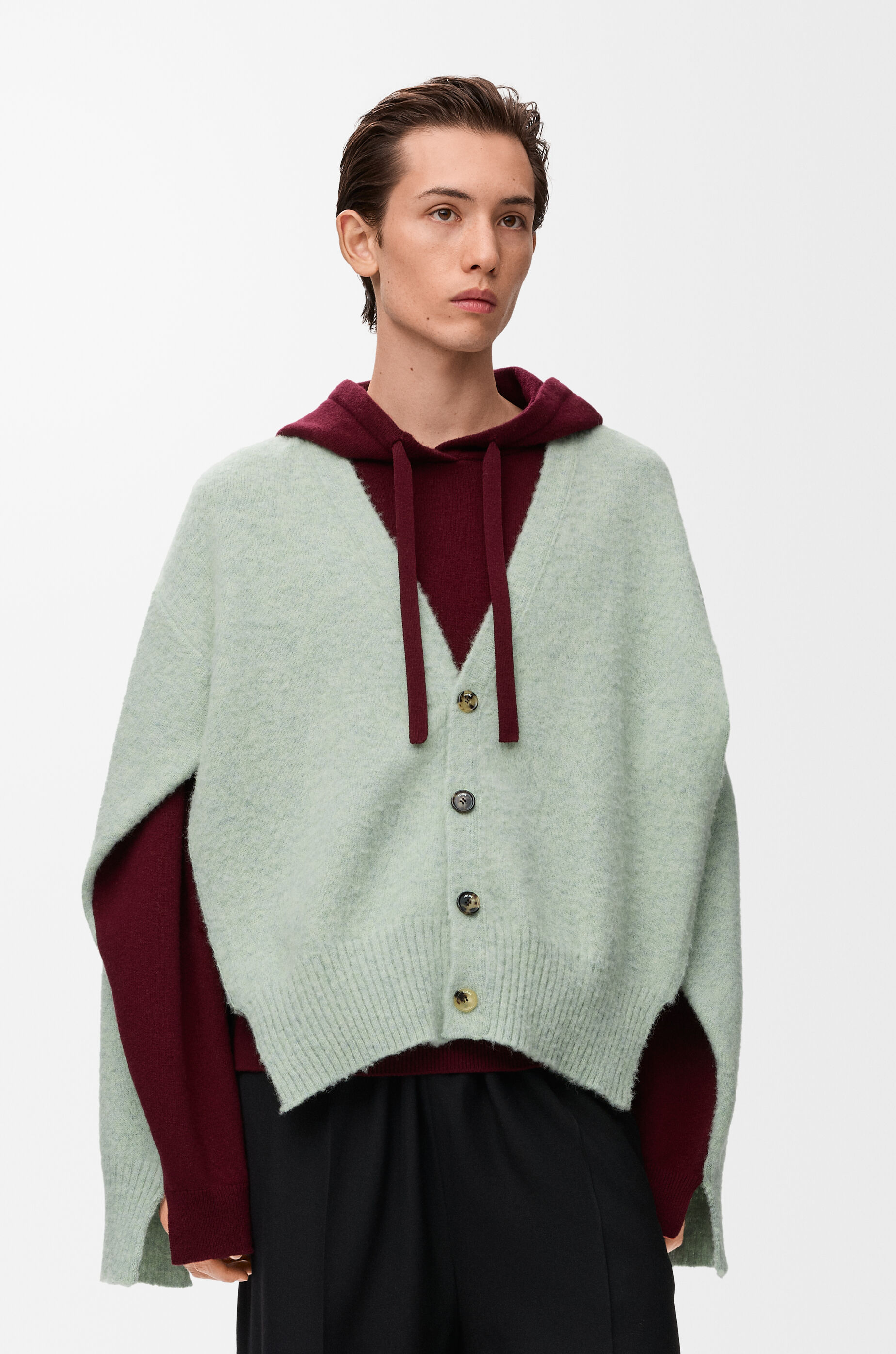 Trompe l'oeil sweater in wool Green - LOEWE