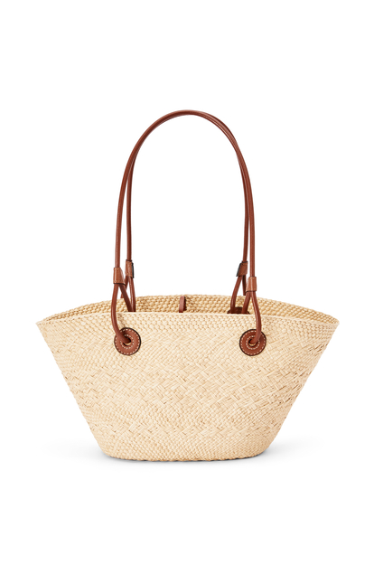 LOEWE Small Anagram Basket bag in iraca palm and calfskin Natural/Tan plp_rd