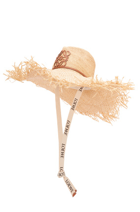 LOEWE Sombrero de cowboy en rafia y piel de ternera con flecos Natural plp_rd