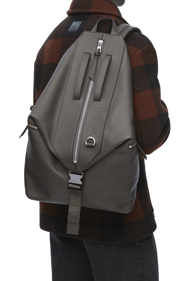 LOEWE Convertible backpack in classic calfskin Dark Grey