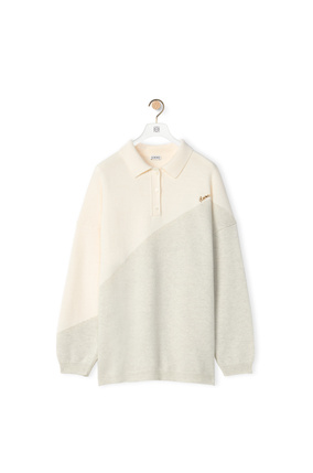 LOEWE グラフィック ポロカラー セーター (ウール) ホワイト/グレー