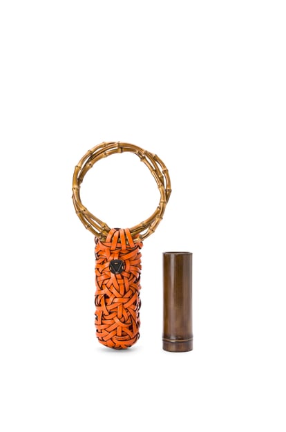 LOEWE Woven nest vase in calfskin and bamboo 橘色 plp_rd