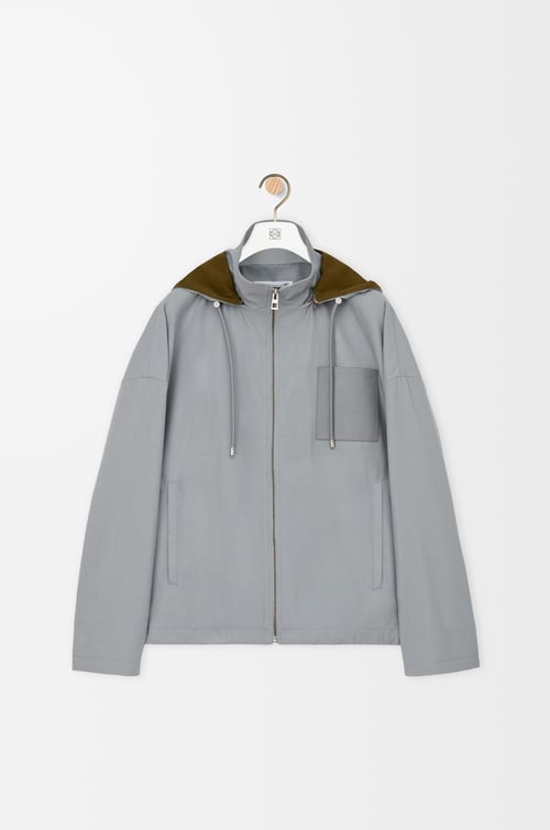 LOEWE Chaqueta con capucha en algodón Gris Claro