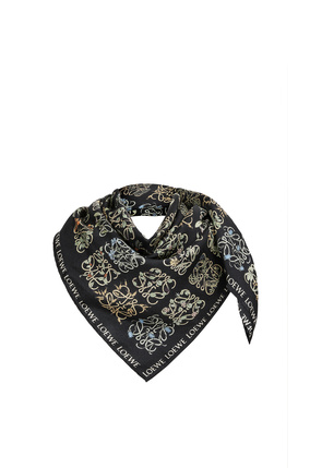LOEWE Anagram herbarium all over scarf in silk Black/Multicolor plp_rd