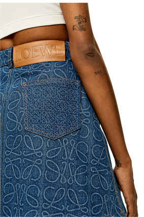 LOEWE Anagram mini skirt in denim Indigo Blue