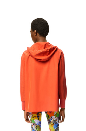LOEWE Anagram jacquard hooded shirt in silk and cotton Bright Orange plp_rd