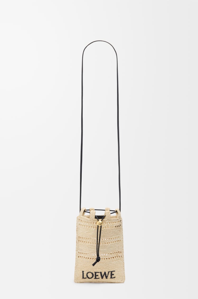 LOEWE Drawstring pocket in raffia Natural/Black