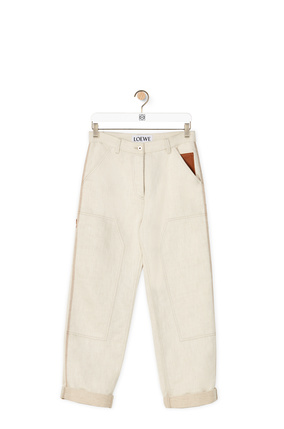 LOEWE Pantalón utilitario de algodón y lino Ecru plp_rd