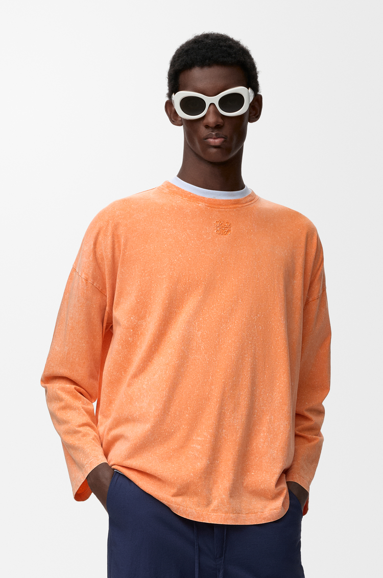 LOEWE 棉質長袖 T 恤 水洗橘色
